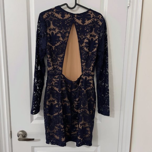 H&M - Navy Blue Full Sleeve Bodycon Lace Dress - Picture 5 of 6